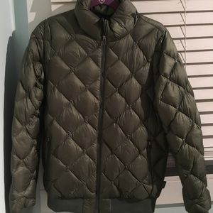 Patagonia Olive Green Down Feather Bomber Jacket